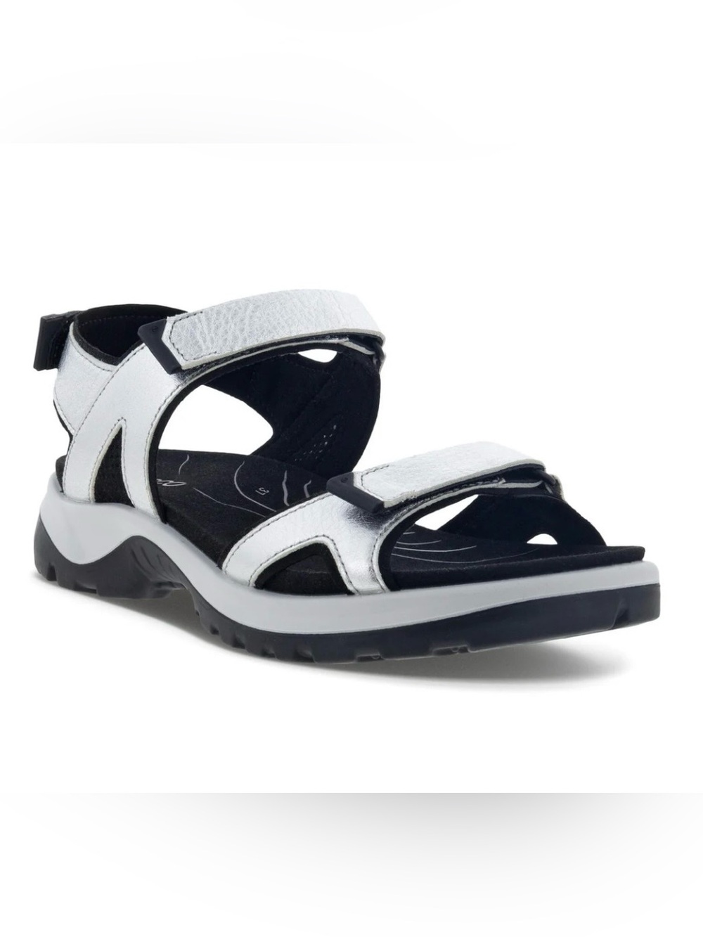 NEW ECCO Yucatan 2.0 Sport Sandal Sz 10-10.5 Pure Silver Metallic Hiking Travel